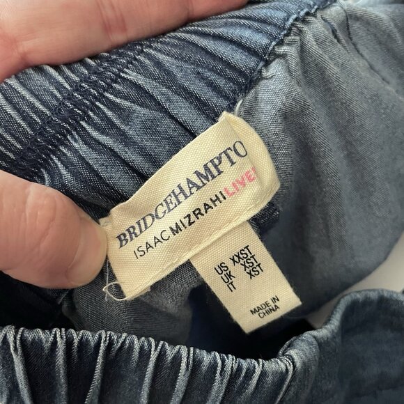 Isaac Mizrahi Live Sz XXST Bridgehampton Chambray Lace Trim Wide Leg Pants NWT - Picture 9 of 12